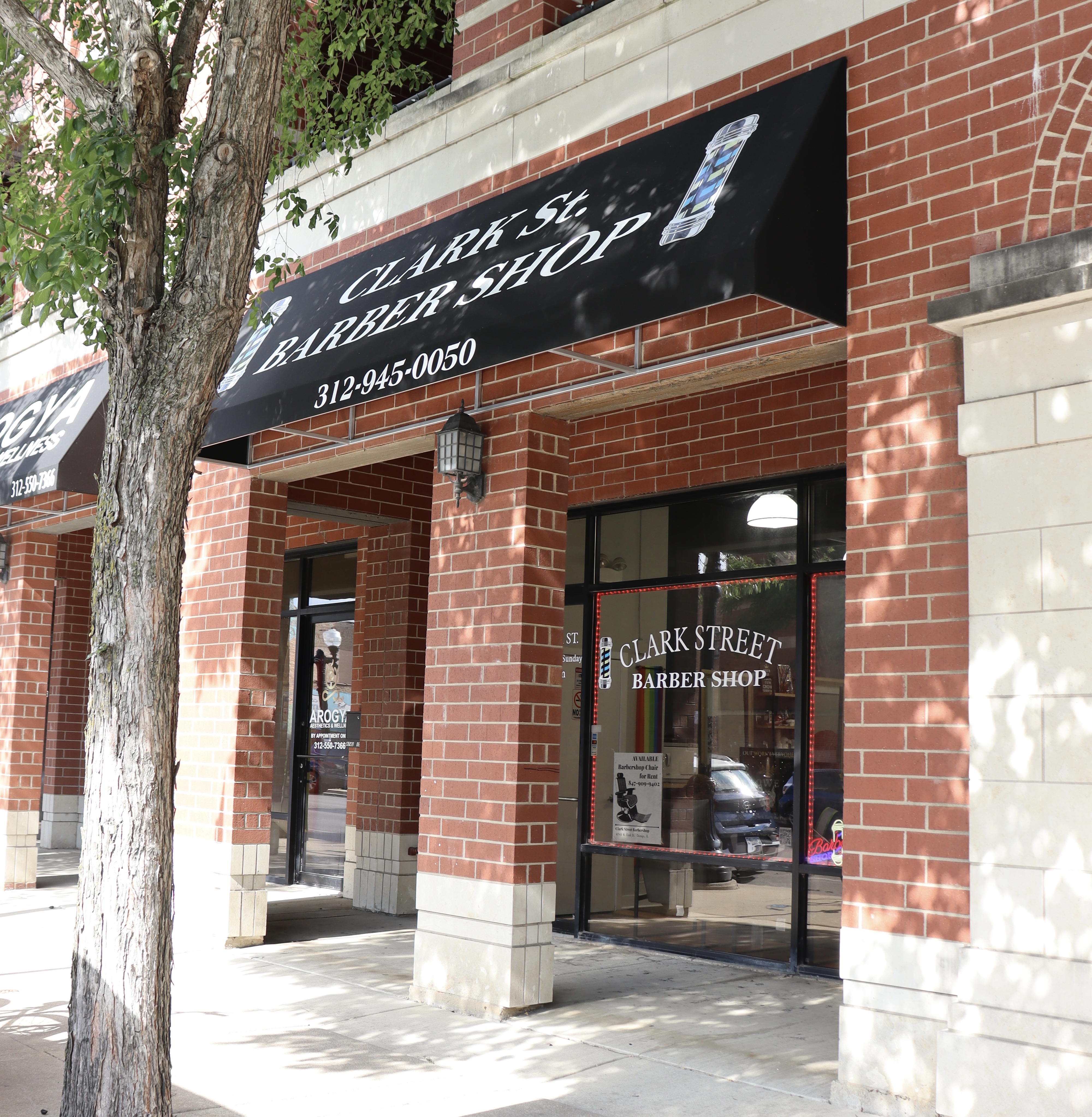 Outside the barbershop